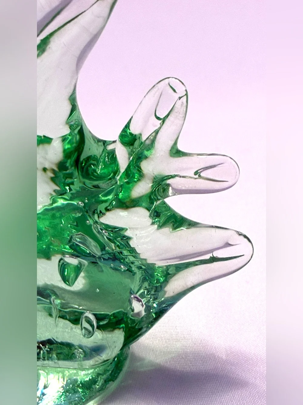 Green glass angel fish figurine
